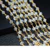 Natural White Quartz Faceted Roundel Beads Gold Plated Link Chain Length is 14 Inches and Size 3mm approx.